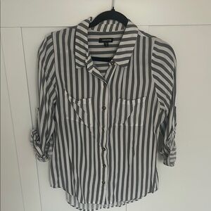 Black and White Striped Button-Up Shirt
